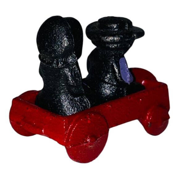 Vintage Cast Iron Amish Boy Girl Red Wagon 1997 John Wright Figurines  A929 - Picture 6 of 10